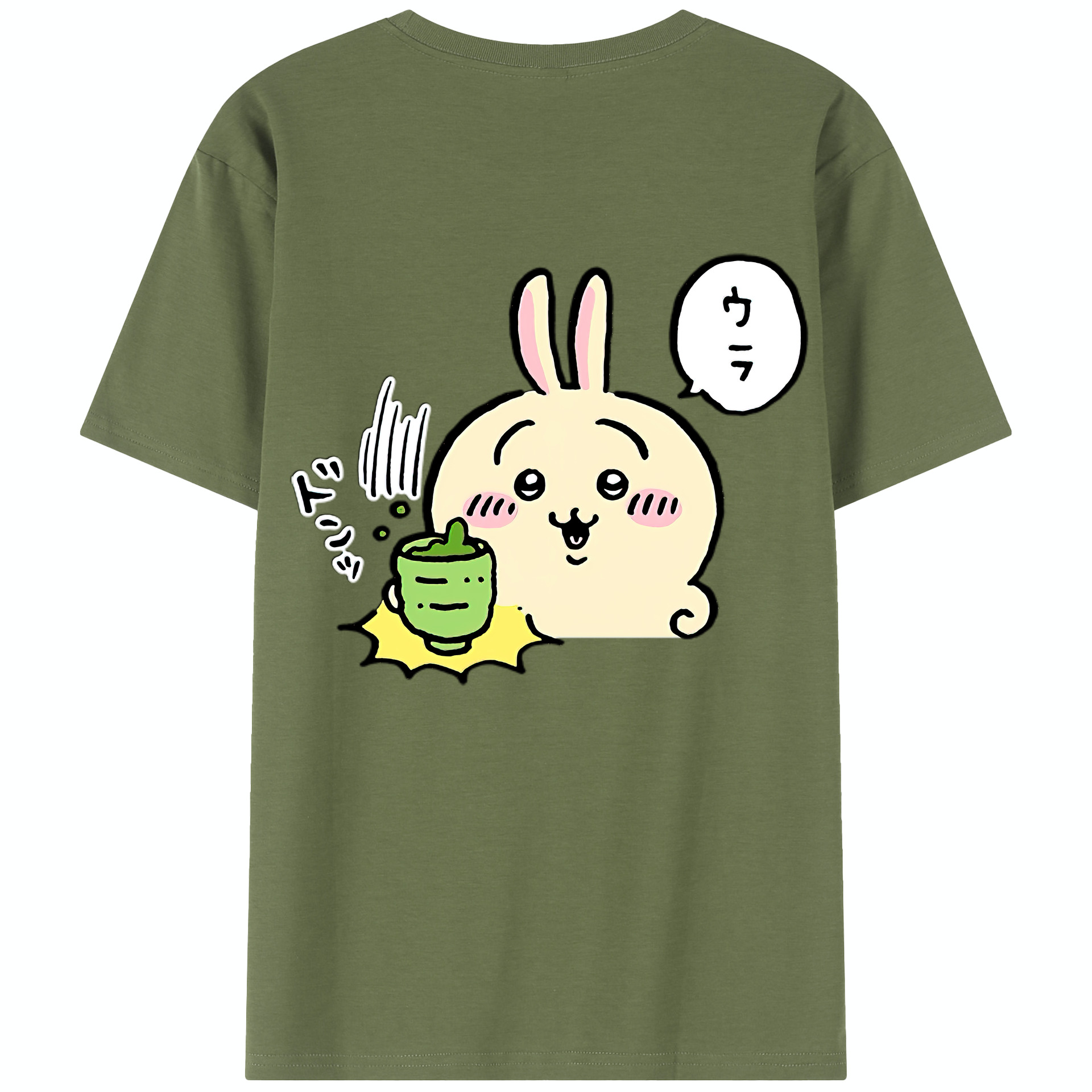 （画像用） ちいかわ うさぎ Chii-kawa usagi 綿100％半袖Tシャツ（背面プリント）